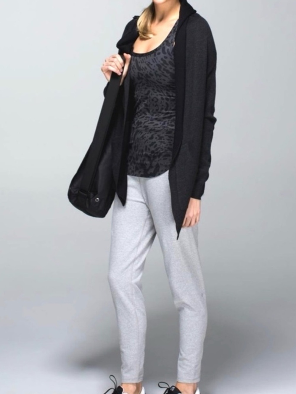 Lululemon — Cabin Yogi Wrap Cardigan Hooded Reversible Gray Black — Size M
